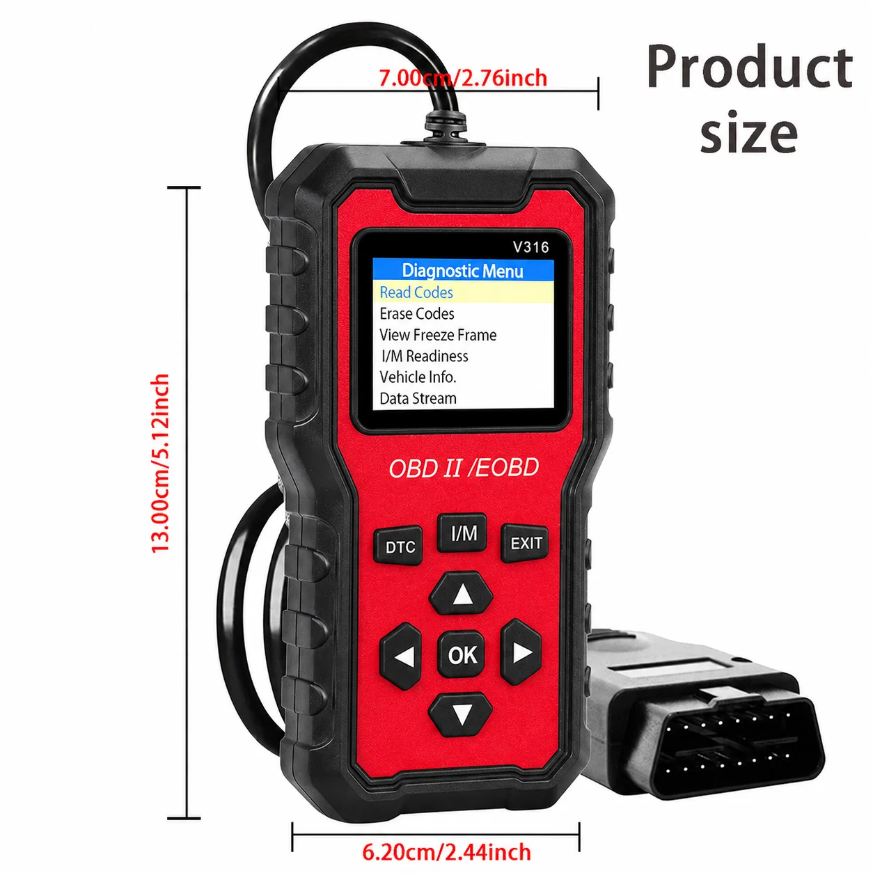 V316 Obd2 Car Diagnostic Scanner Engine Fault Code Reader Voltage Tester Clear Check Engine Light Universal for 1996+ All Vehicles