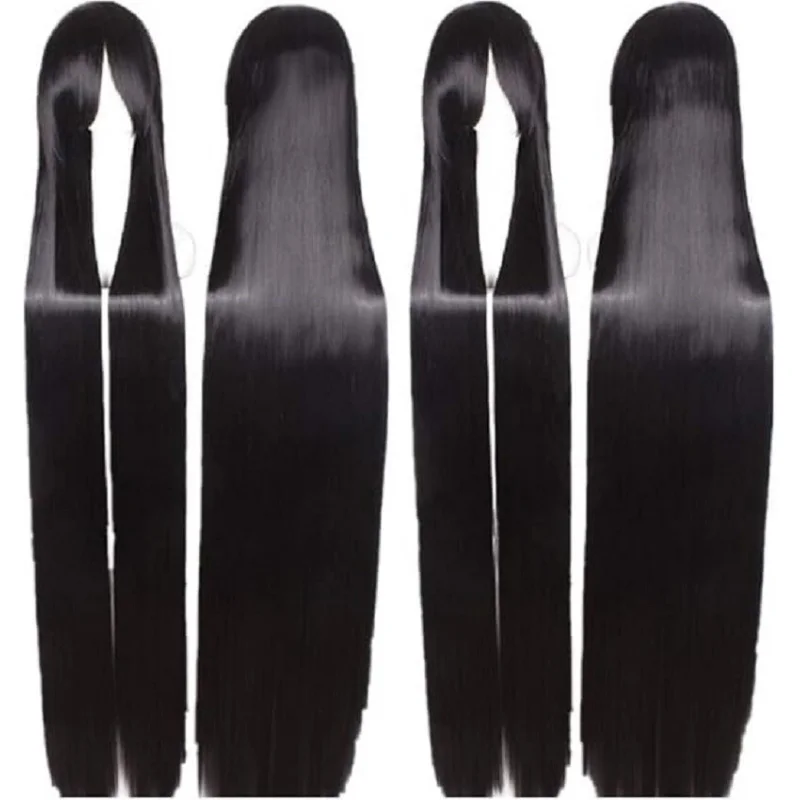 

60" 150cm Extra Long Straight Cosplay Costume Party Wig Black Wig