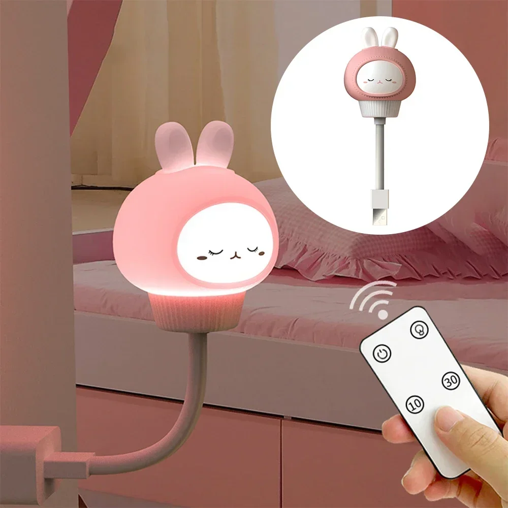 Cute Cartoon Lamp Kitten LED Bulbs DC 5V USB Children Night Light IR Remote Control Decoration Atmosphere For Baby Kid Bedroom