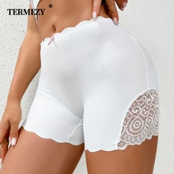 TERMEZY Women Safety Short Pants Bowknot  With Lace Panties High Waist Stretch Protective Lingerie Breathable Boxer Briefs