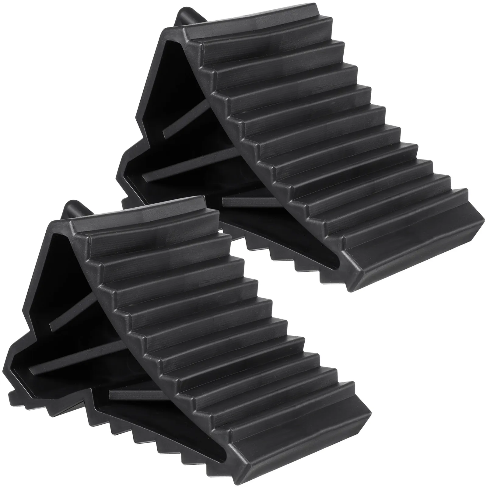 

2Pcs Car Tire Black Plastic Stop Control Heavy Duty Non-Slip Wheel Chock Triangle Pad Anti Slip Tools Stop Control