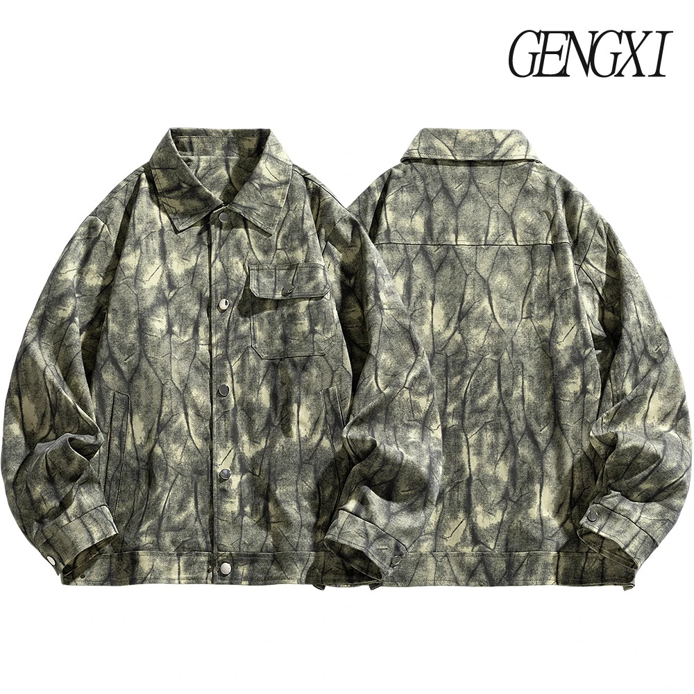 سترة رجالية فضفاضة بنمط متصدع ملابس عمل فضفاضة سترة أمريكية ريترو واحدة الصدر سترة طية صدر السترة سترة رجالية عصرية غير رسمية