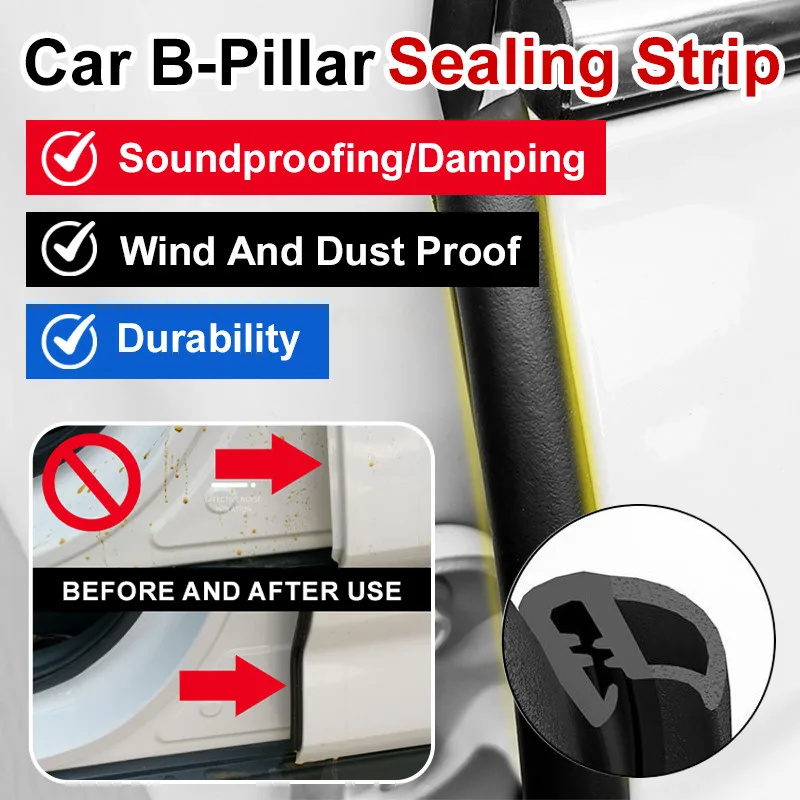Car Door Sealant B Pillar Seal Strip Windproof Rubber Sound Insulation Strip for Auto Parts Car Accessories