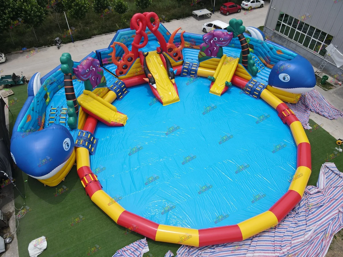 Commercial Inflatable Water Park With Water Slide and Pool Custom Inflatable Ground Water Park for Kids and Adults