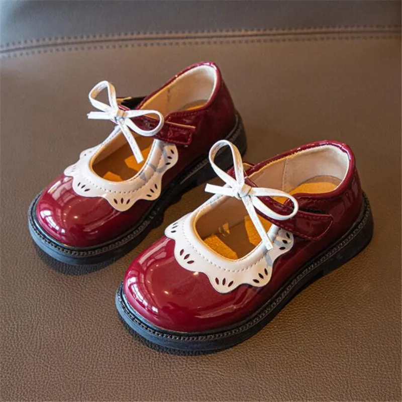 Bowknot Girls Leather Shoes Kids Designer Loafers Fashion Children Casual Flats