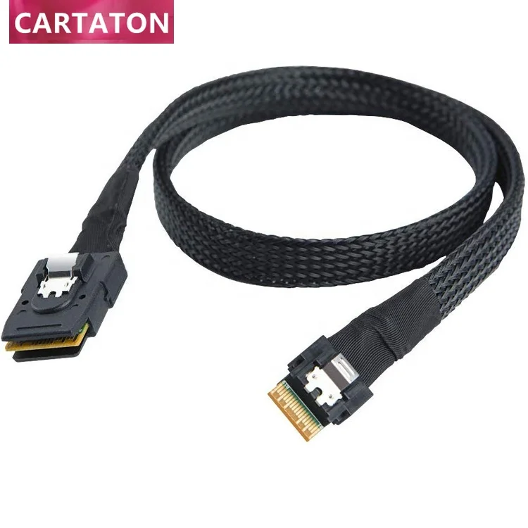 Slim Line SAS 4.0 SFF-8654 4i 38 Pin Host to Mini SAS 4i SFF-8087 36 Pin Target data Cable