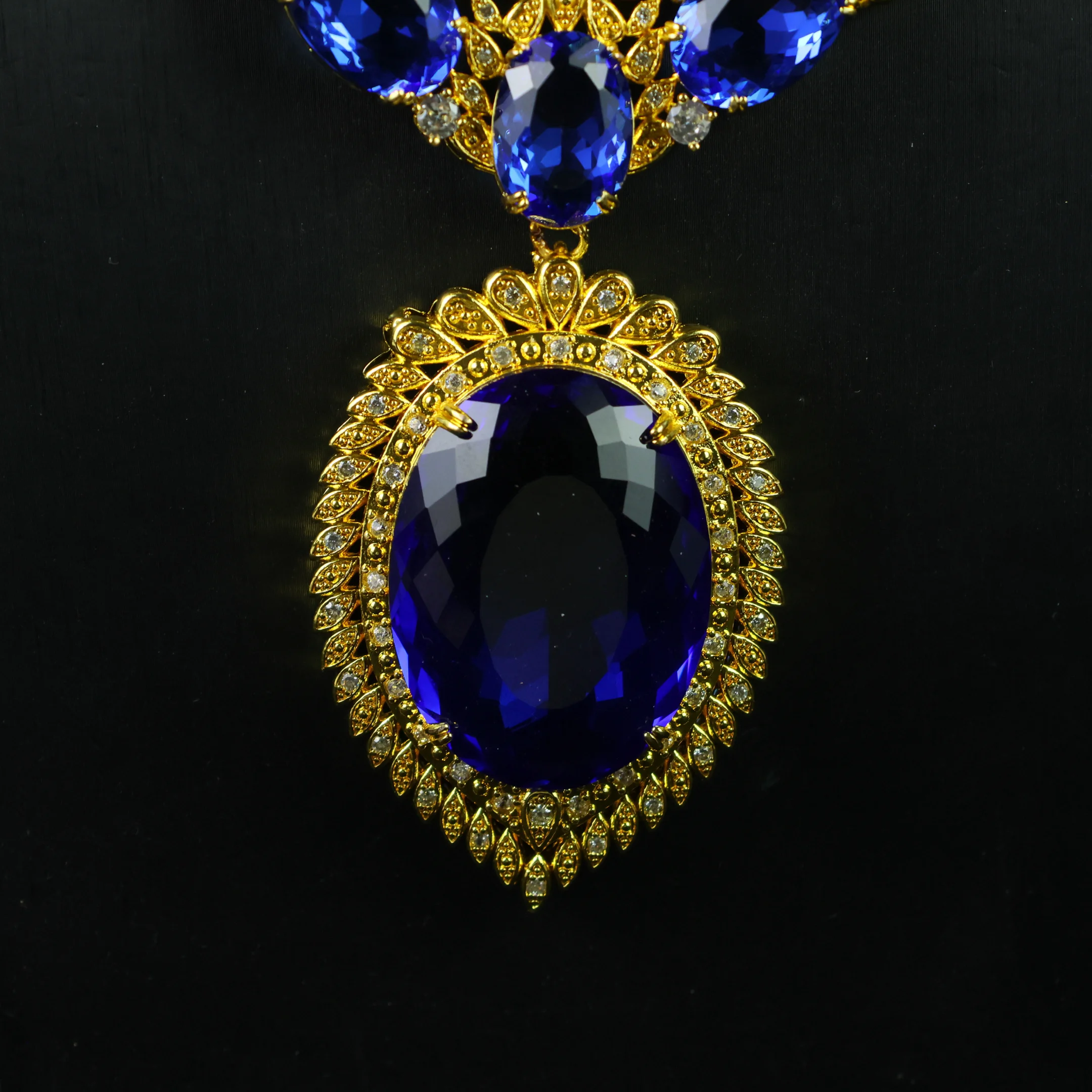 

Women's Luxury Purple Yellow Stone Necklace Gold Plated Chunky Statement Necklace Party Wedding Fashion Jewelry