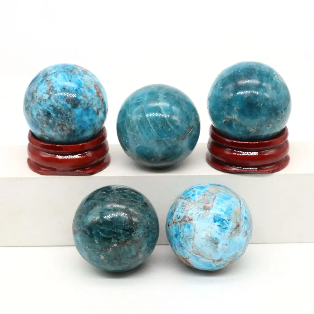 Natural Stone Crystals Blue Apatite Ball Quartz Spheres Reiki Healing Energy Gemstone Massaging Globe Desk Home Decoration Gift