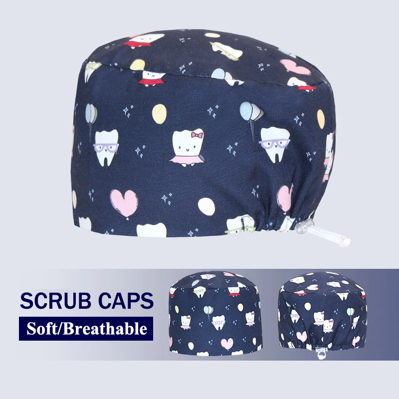 Navy Color Scrub Caps Pediatric Nursing Hats  Chef Cleaner Work Dustproof Cap Sanitary Pharmacy Headwear gorro enfermera K933