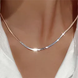 Stainless Steel Thin Flat Snake Bone Chain Necklace Elegant Neck Chain Jewelry With Gift