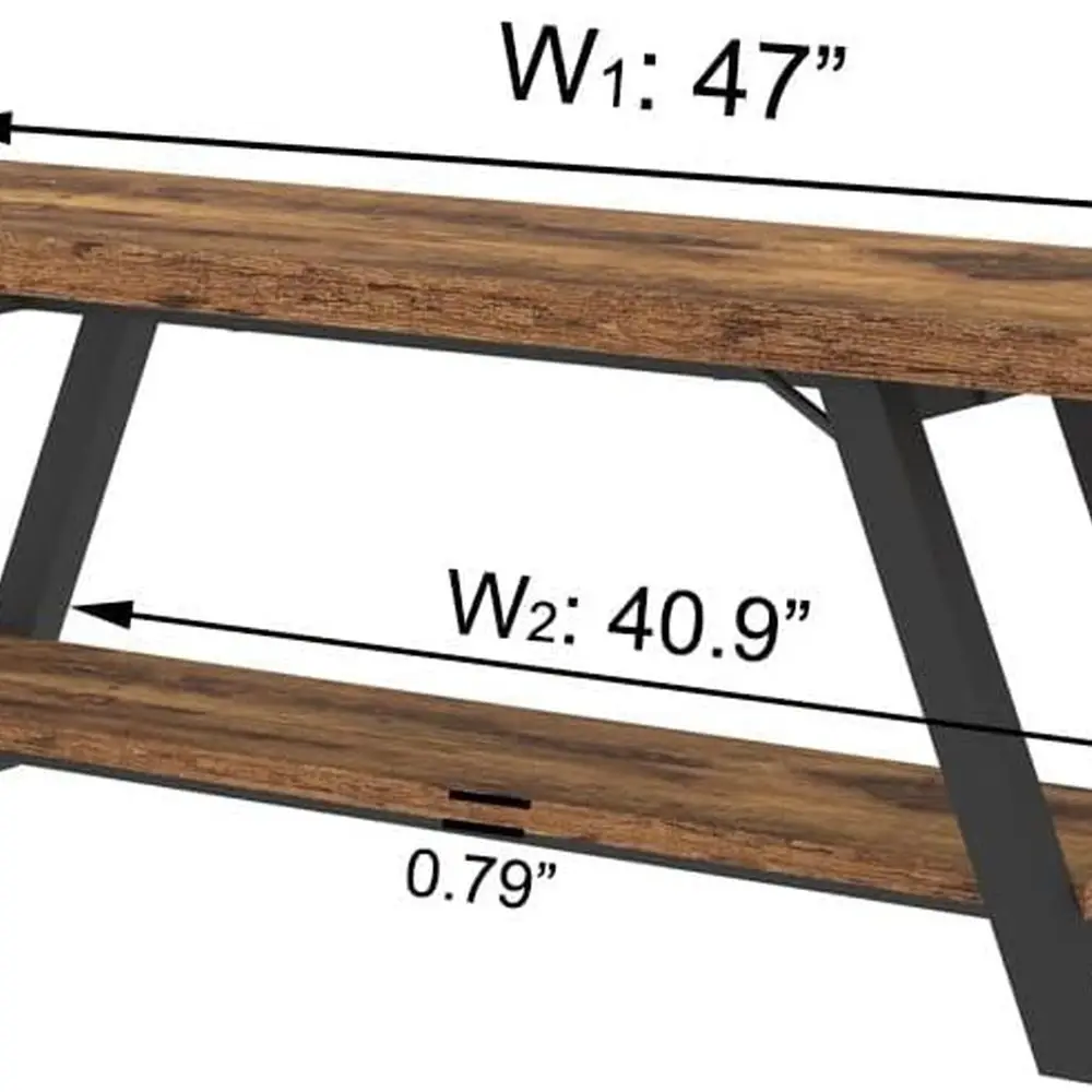 Rustikale Schuhregalbank aus Holz und Metall für Eingangsbereich, Flur und Wohnzimmer – industrieller Stauraum, Schlafzimmer, Akzent, 47 Zoll lang