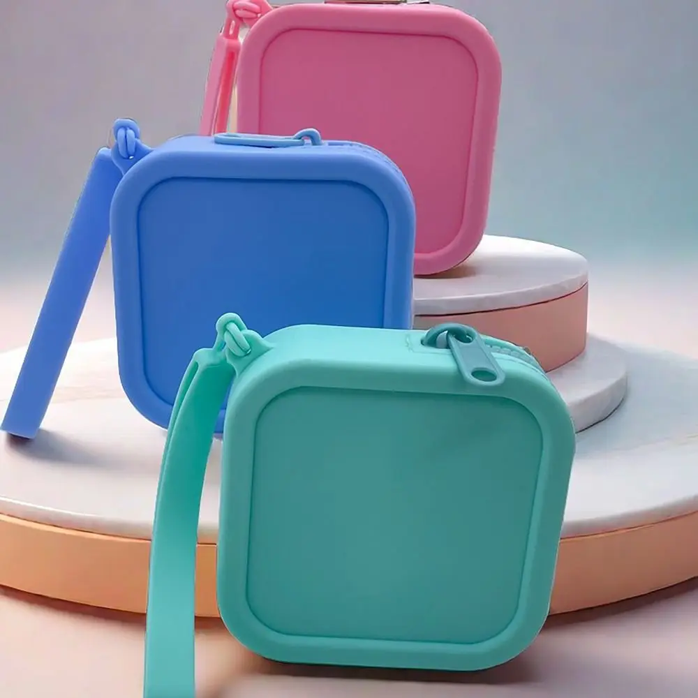 Porte-monnaie étanche en silicone pour étudiants, mini portefeuille, fermeture éclair, poudres de voyage, sac à cosmétiques