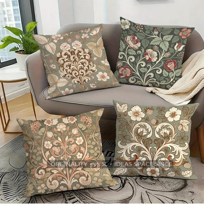 Vintage Floral Pillow Covers Pattern Cushion Cover Suitable for Sofa Bedroom Car Pillow Cover
