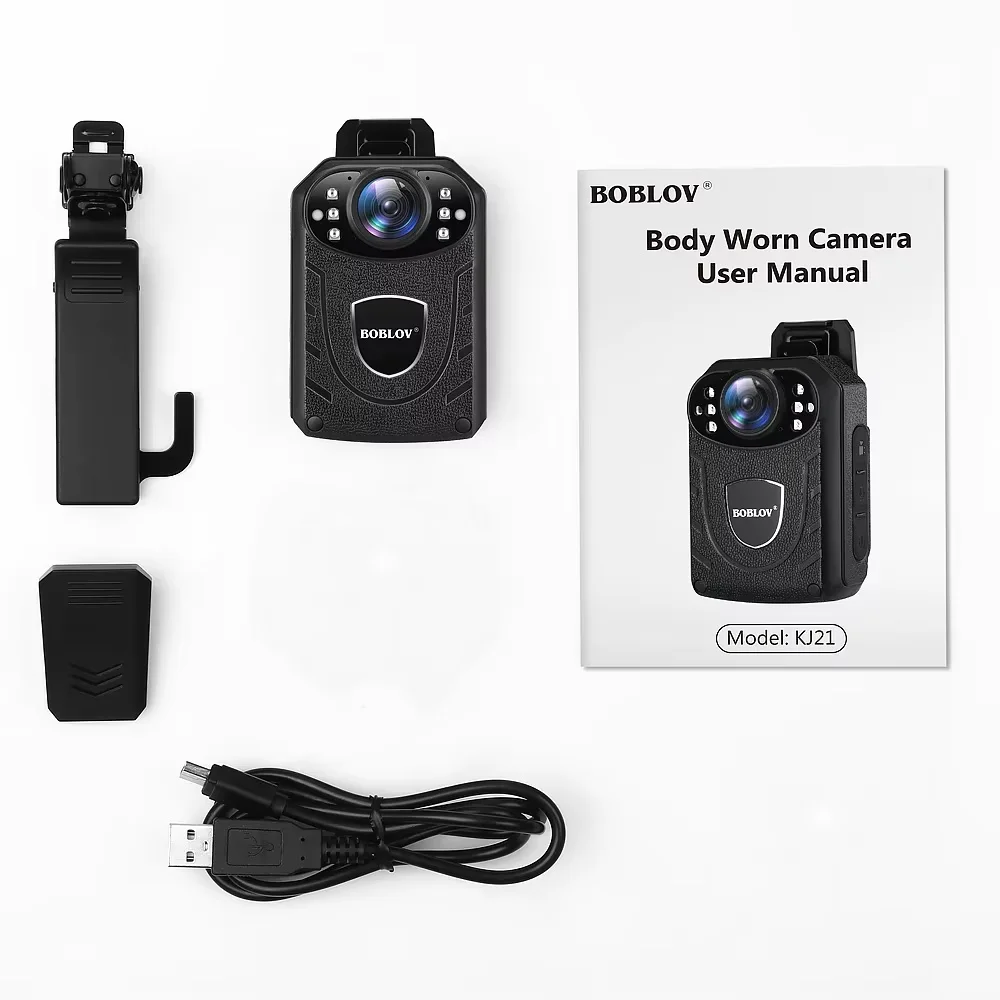 BOBLOV KJ21 Body Camera 1296P HD IR Night Vision, 170° Police Security DVR, Wearable Mini Camcorder for  Evidence Recording