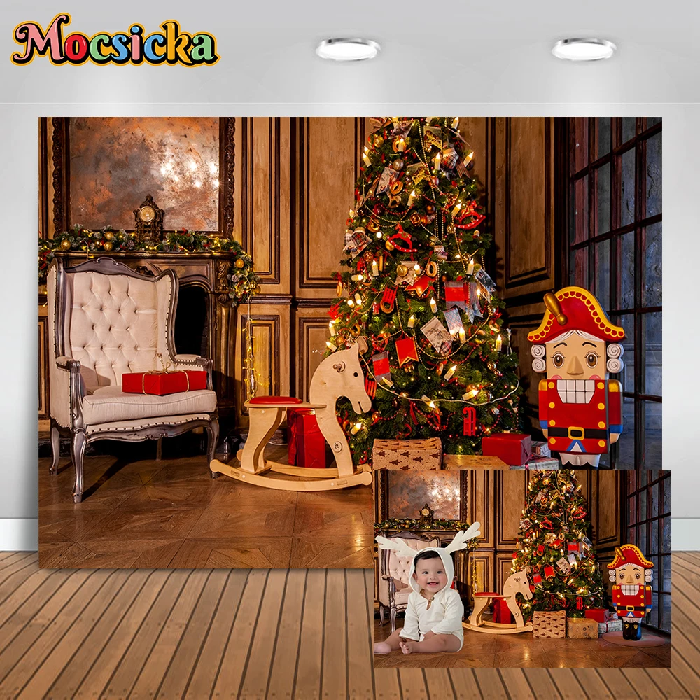 Mocsicka Photography Backgrounds Christmas Toys Xmas Tree Living Room Backdrops New Year's Party Baby Show Banner Photo Studio