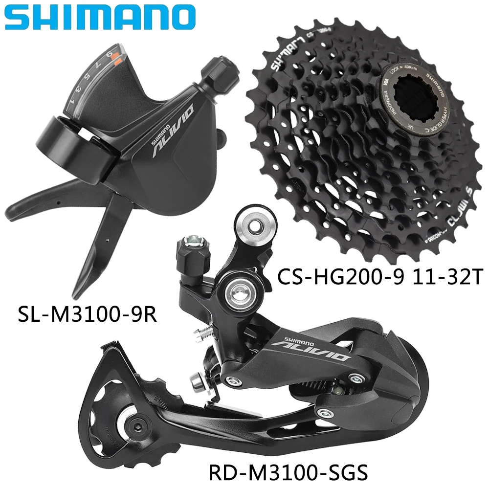 

SHIMANO ALIVIO 9-скоростной переключатель M3100, правый переключатель передач, задний переключатель CS-HG200-9, кассета 32T/34T/36T для горного велосипеда