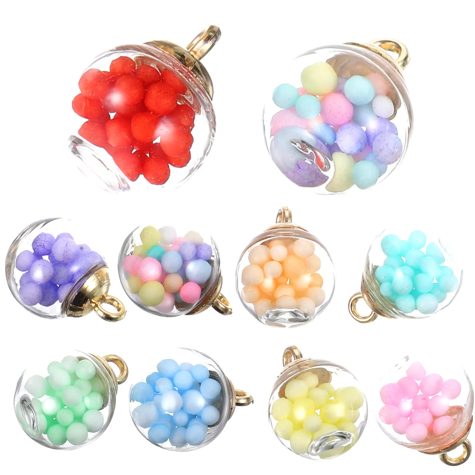 

10Pcs Glass Balls Charms Clear DIY Hanging Pendants for Jewelry Making Earrings Keychains Necklace Accessories