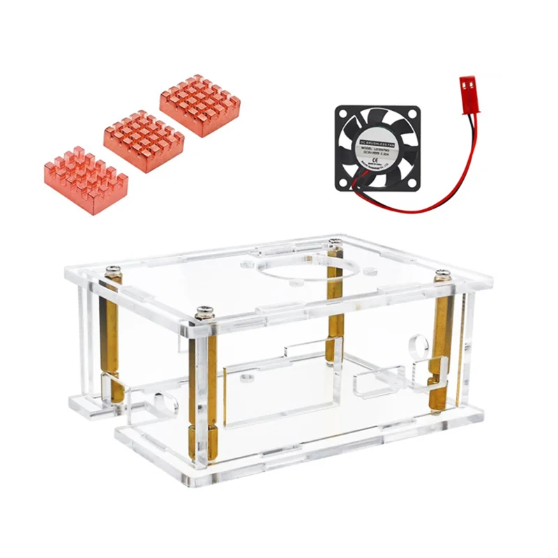 Novo! Para kickpi k2b h618 devo placa caso acrílico com ventilador de refrigeração + dissipador calor cobre puro escudo protetor transparente