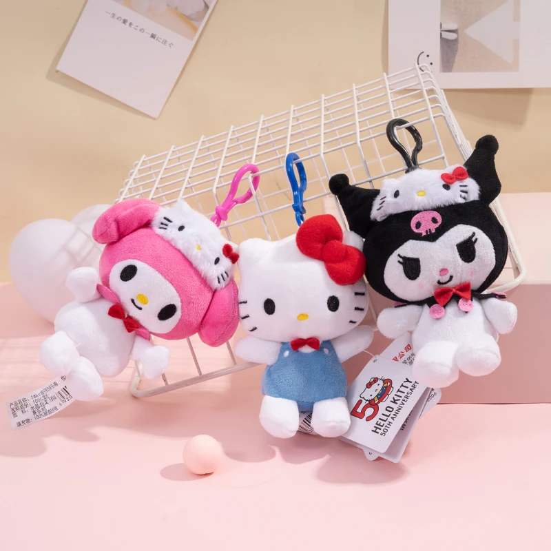 Sanrio Hello Kitty Kuromi Melody Cinnamoroll Plüschtier Puppe Schlüsselanhänger Rucksack Anhänger Cartoon & süßes Kinderspielzeug Geschenk