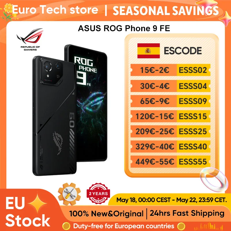 Version Globale ASUS ROG Phone 9 FE 5G Smartphone Snapdragon 8 Gen 3 6.78'' 65W charge rapide �cran AMOLED 185Hz 5500mAh Android 15