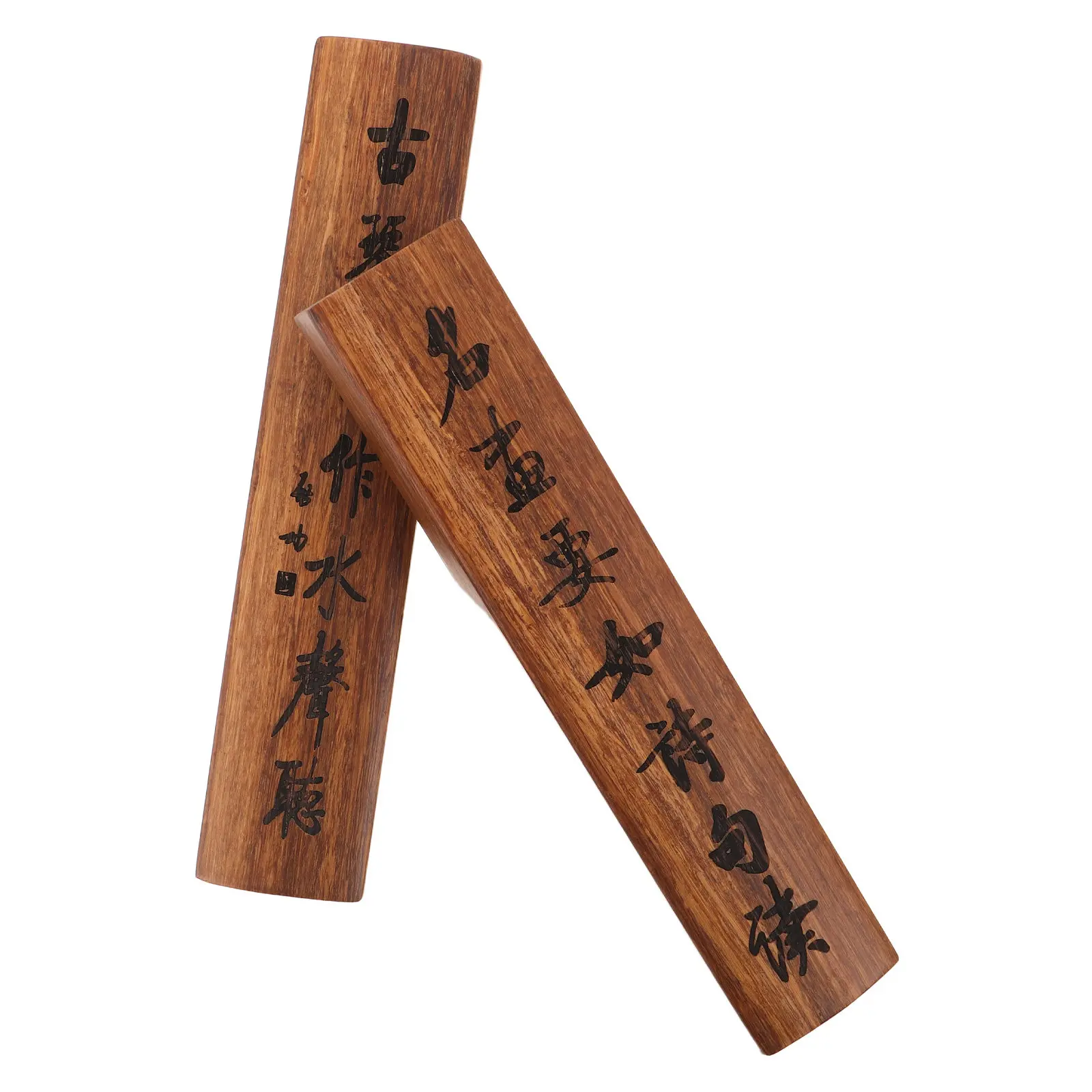 2Pcs Wood Calligraphy Paperweight Solid Natural Grain Desk Press Tool for Large Rice Paper Scrolls Brush Painting Writing