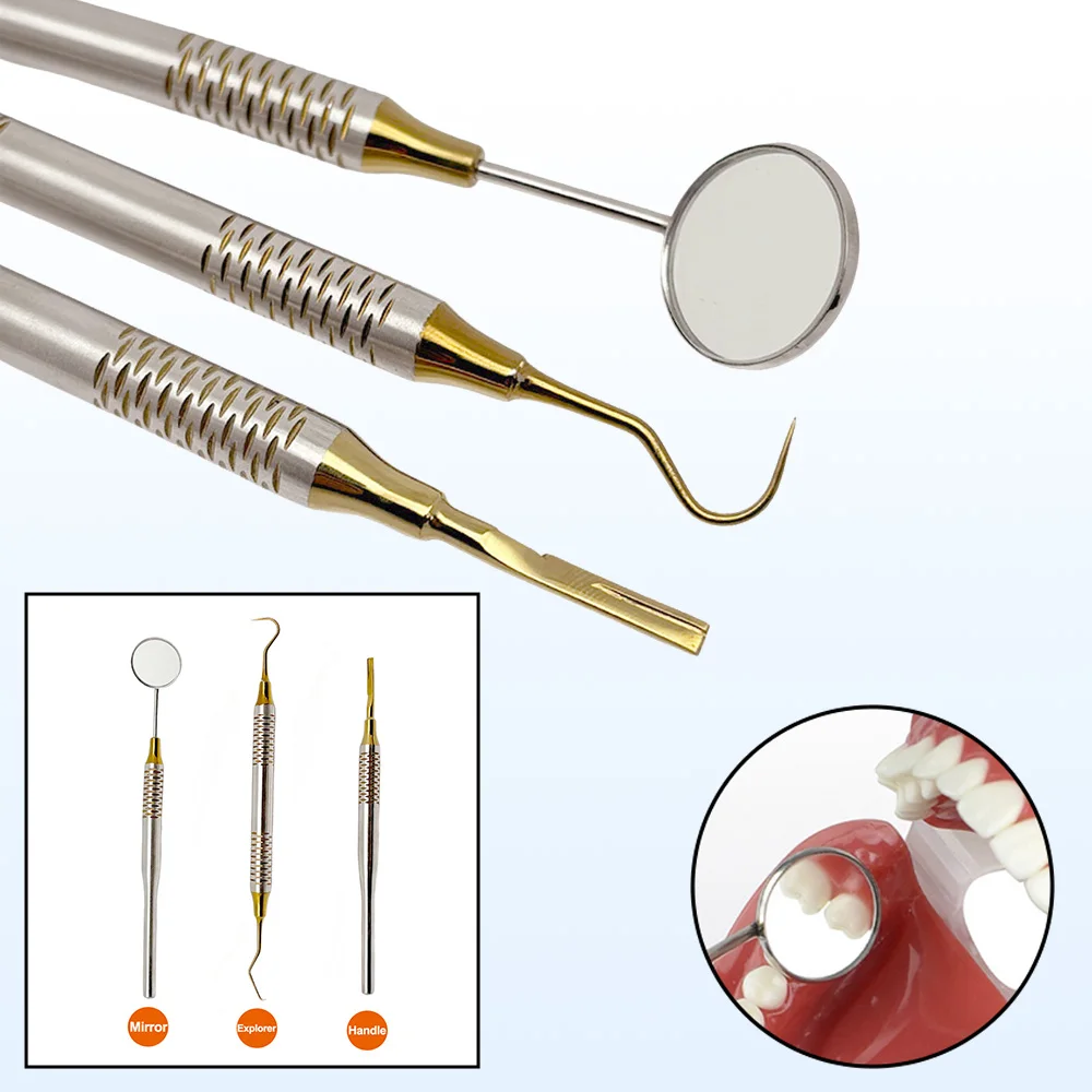 

Stainless Steel Dental Mouth Mirror with Explorer Probe for Oral Examination and Teeth Cleaning Professional Dentist Tools