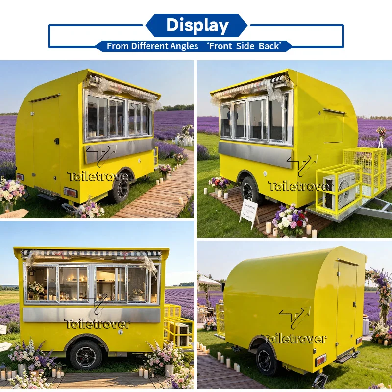 Wholesale Colorful Street Food Cart Commercial Food Trailer Outdoor Mobile Food Truck Trailer for Parties Wedding