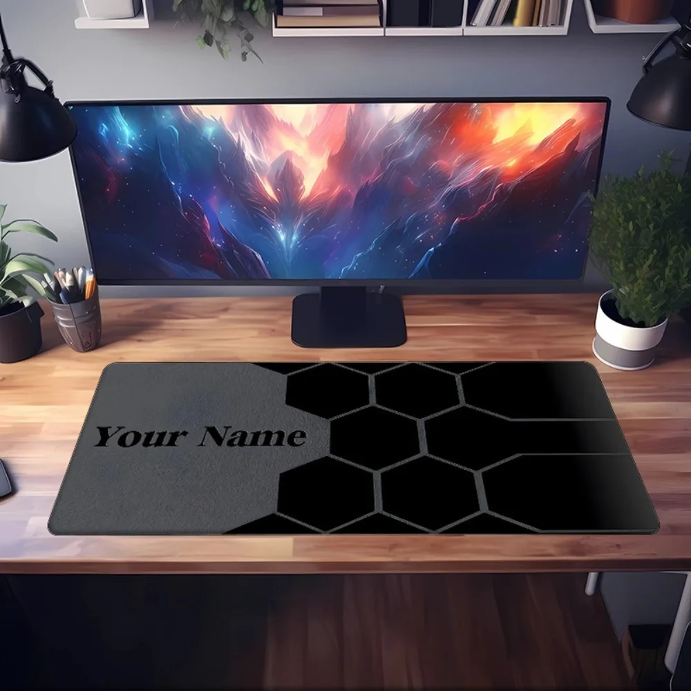 [2D Flat] 1PC Custom Personalized Gaming Mouse Pad, Honeycomb Hexagon Pattern Custom Name Large Desk Mat For Game Office