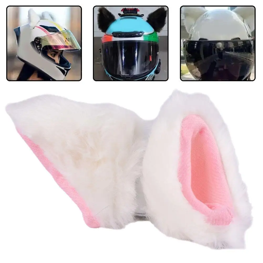 

Motorcycle Helmet Decor Cat Ears Cute Plush Stickers Motocross Full Face Off Road Helmet Cosplay Styling Motorcycle Accessories