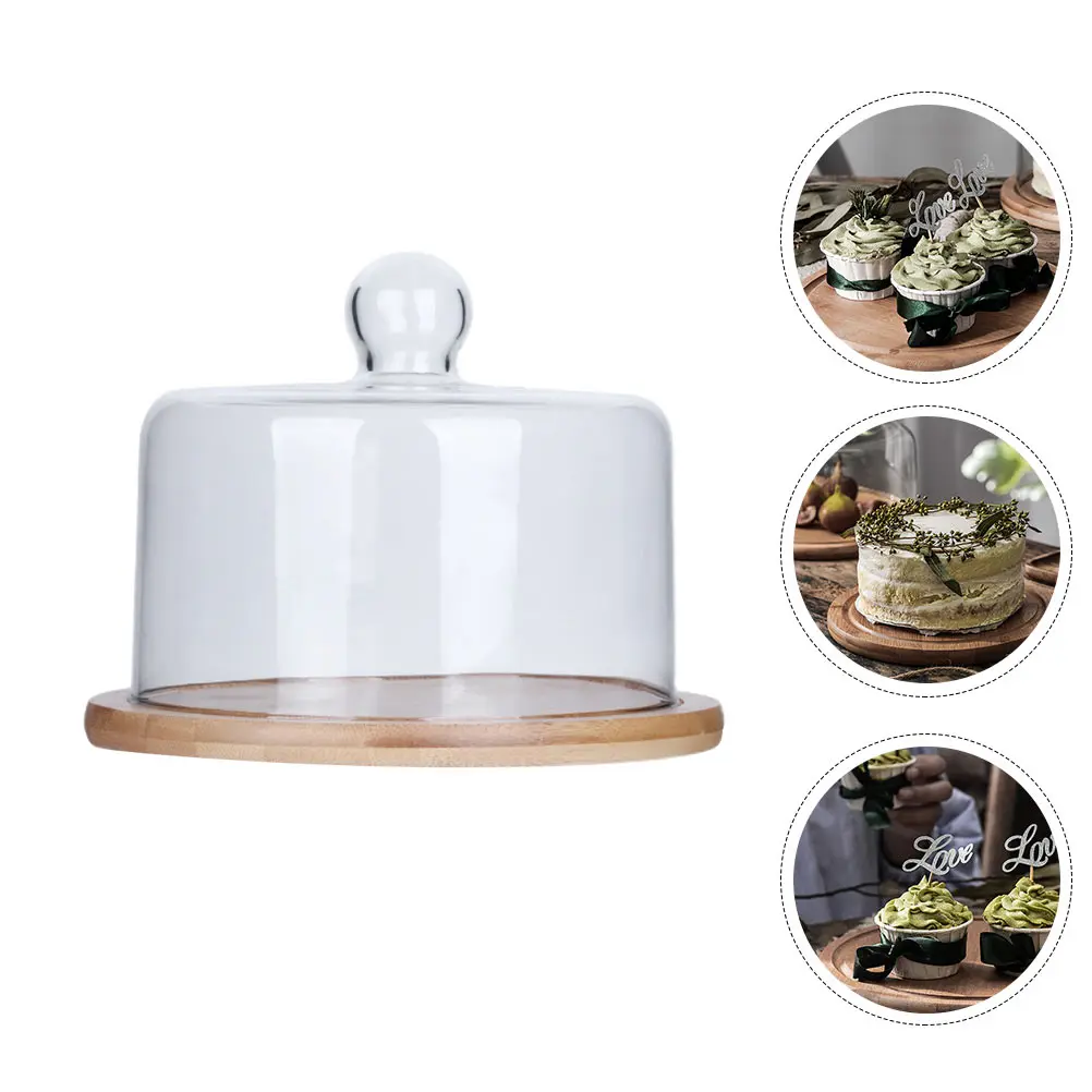 

1 Set Of Cake Transparent Glass Food Dome Protective Dustproof Cover For Wedding Buffet Party Serving Tray Hotel Bread Fresh