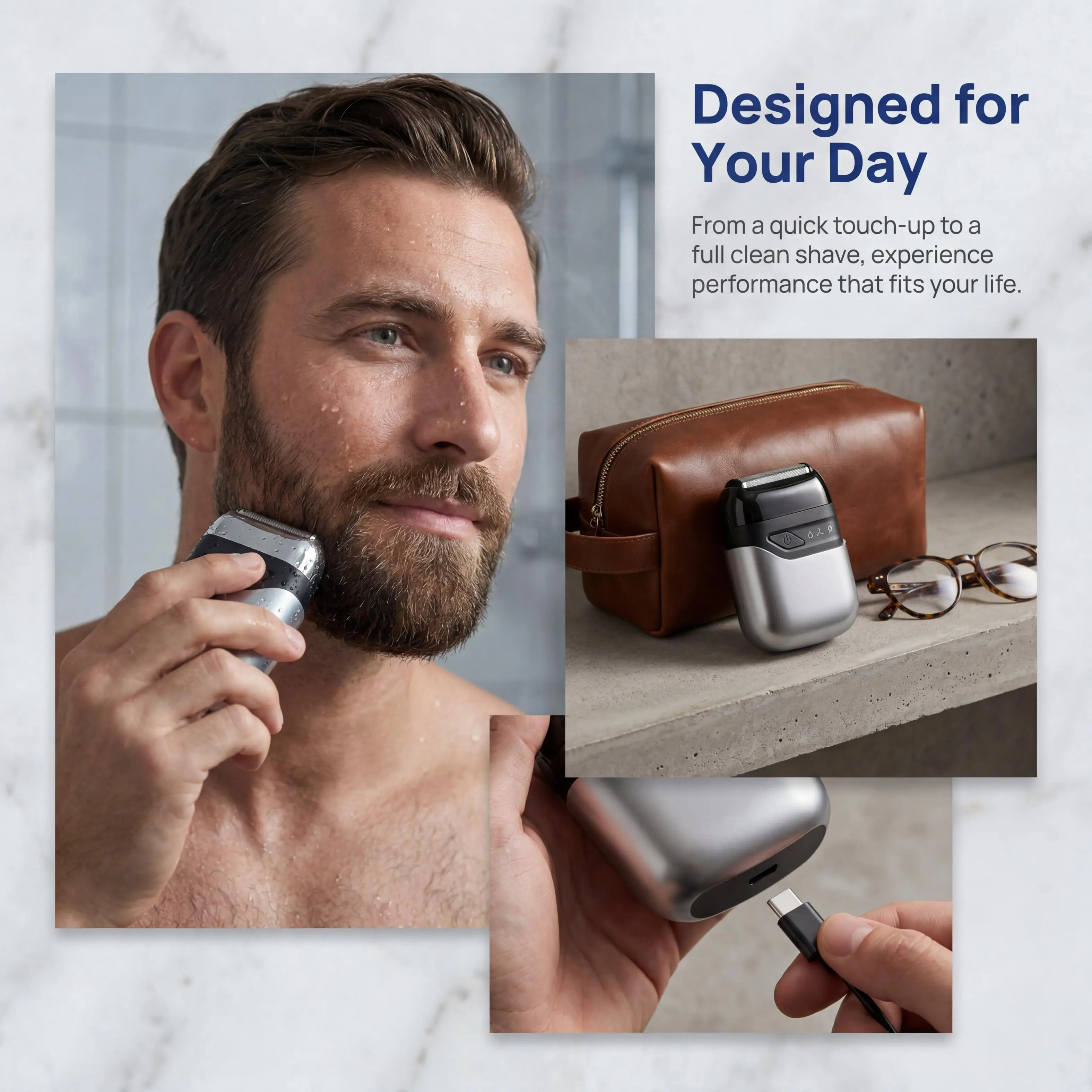 Men Electric Shaver IPX6F Waterproof Multifunctional Shaver Nose Hair Cleaner USB Charging Magnetic Suction Cutter Head