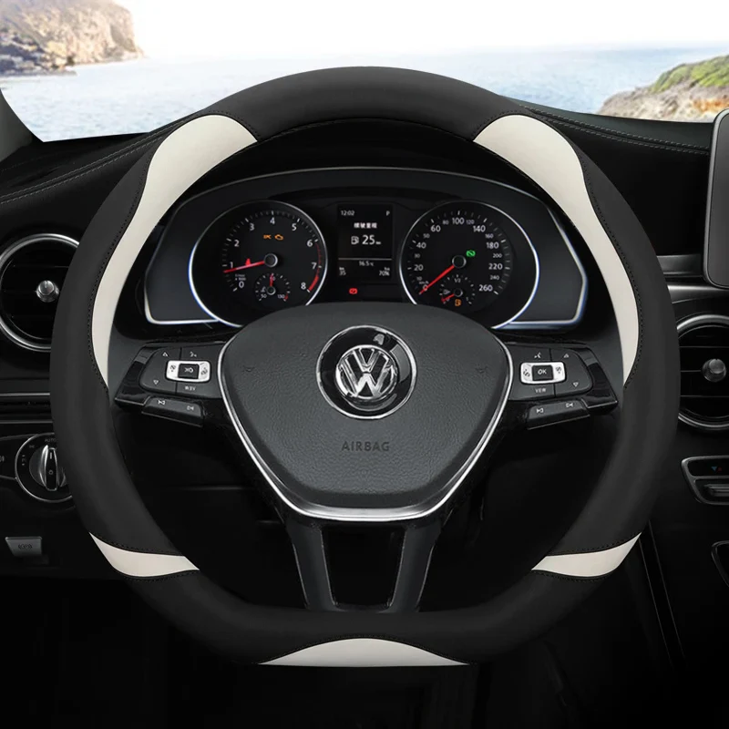 D Shape Car Steering Wheel Cover For VW Golf 7 Polo 2014-2022 Scirocco Jetta 6 2017-2022 Santana 2016-2022 Auto Accesorioss