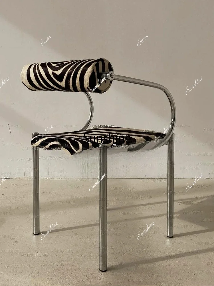 Medieval stainless steel zebra pattern leisure chair