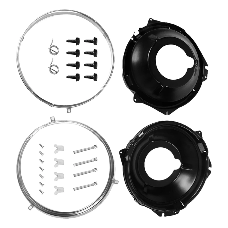 28Pc Headlamp Retaining Ring And Mounting Bucket Kit For Chevrolet Chevy II 1968 , 1967-1969 Camaro, 1969-1970 Nova