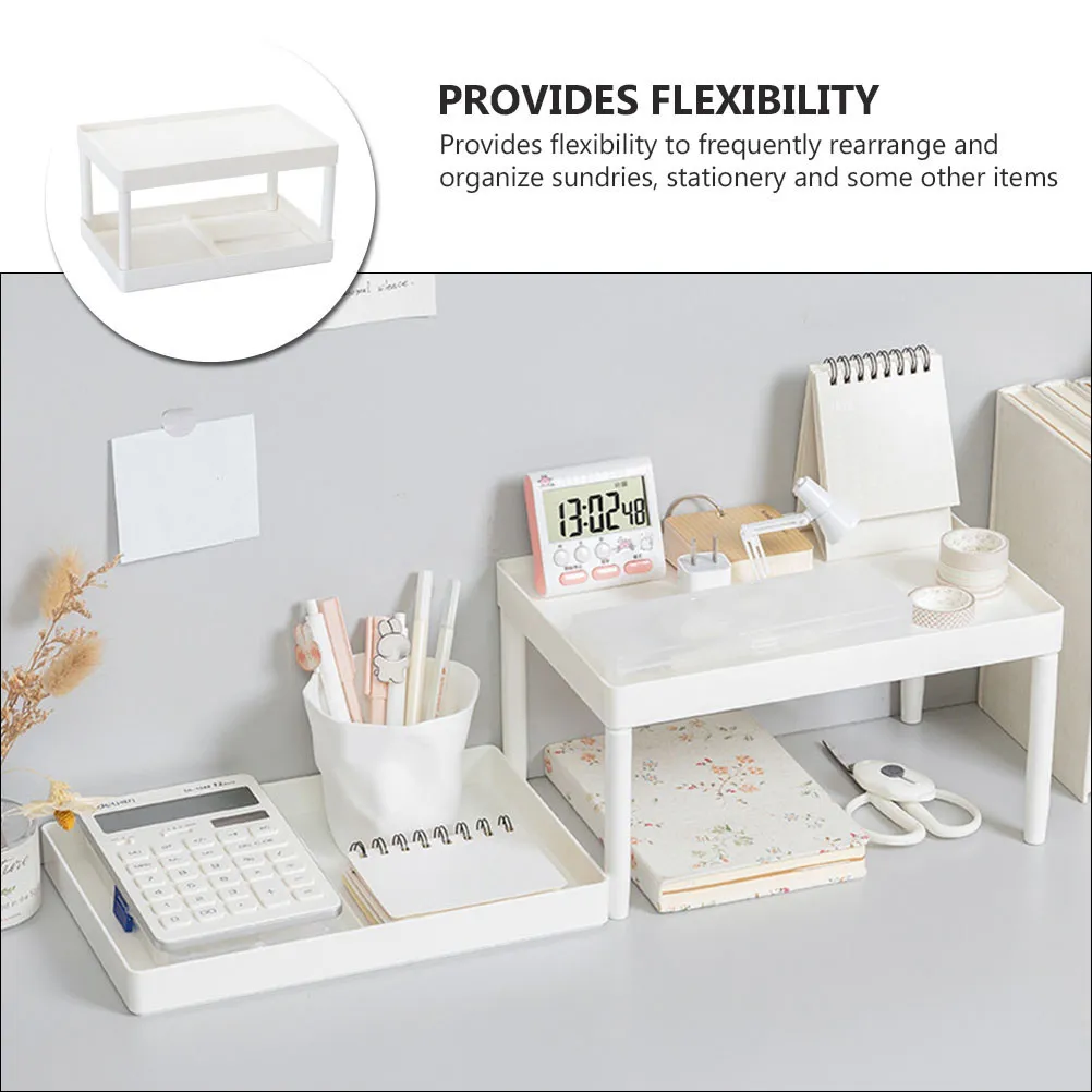 1Pcs Storage Rack Double Layer Shelf White Simple Design Desktop Organizer Sundries Makeup Stationery Holder Shelf