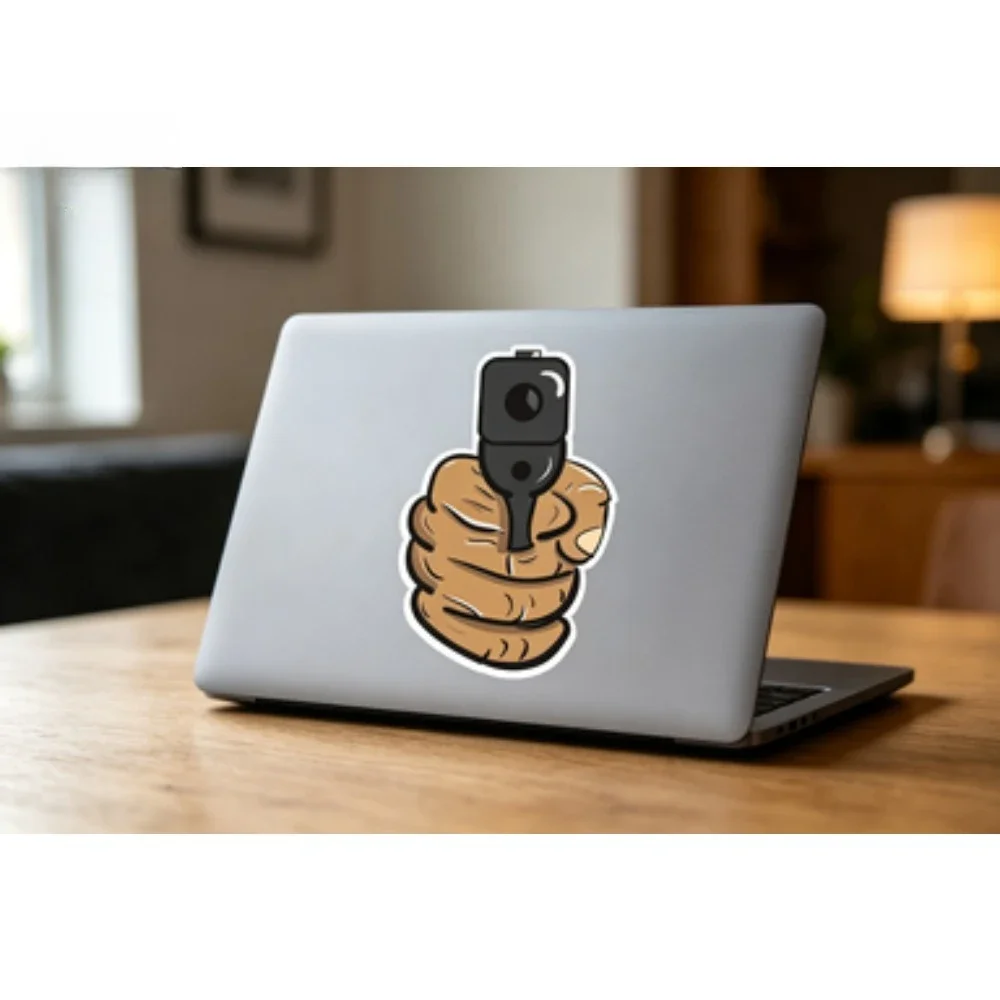 Funny Middle Finger Handgun Vinyl Car Stickers Scratchproof Decals for Car Van Window Laptop Phone DIY Decor Accessories 3