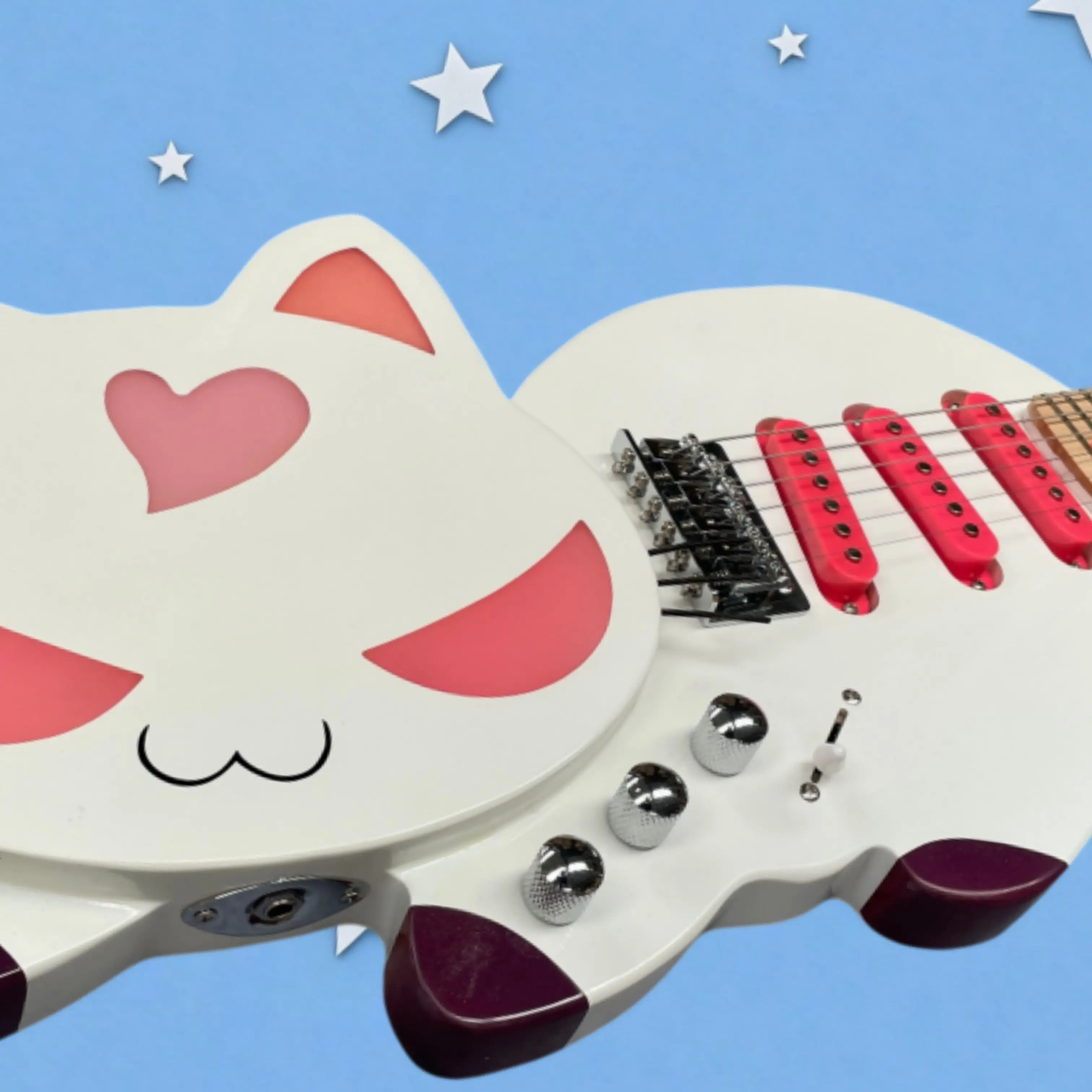 Cute Cartoon Electric Guitar, Maple Fretboard, Red SSS Pickups Guitars– Sweet Style For Girl Players & Stage Show Guitarra