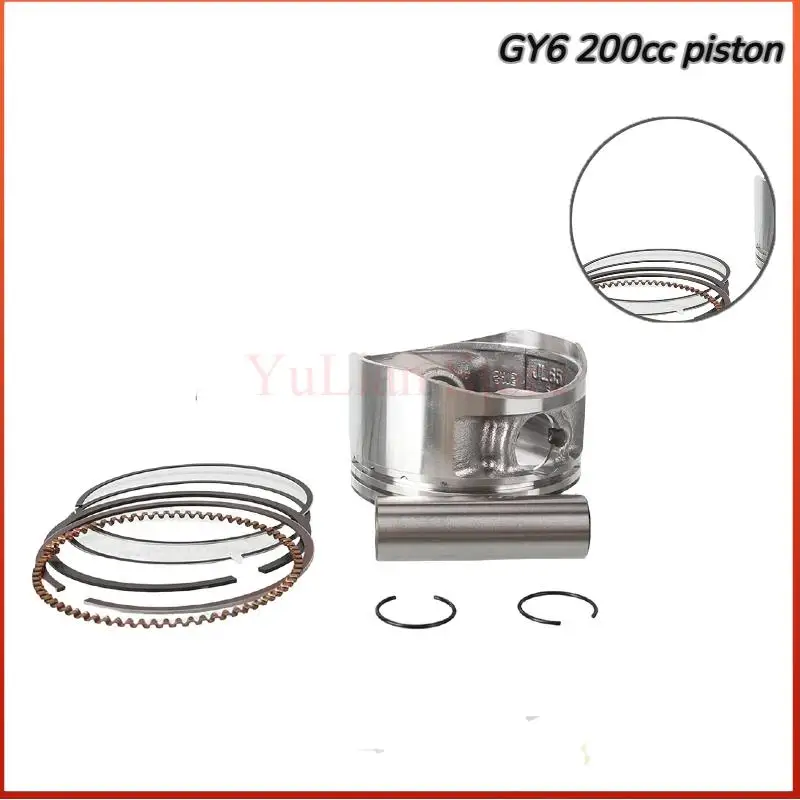 

GY6-200 62.5mm Piston & Ring Set for 4-Stroke Air-Cooled Scooter Moped ATV QUAD – Fits GY6 125 157QMJ 1P57QMJ 152QMI GY6 150