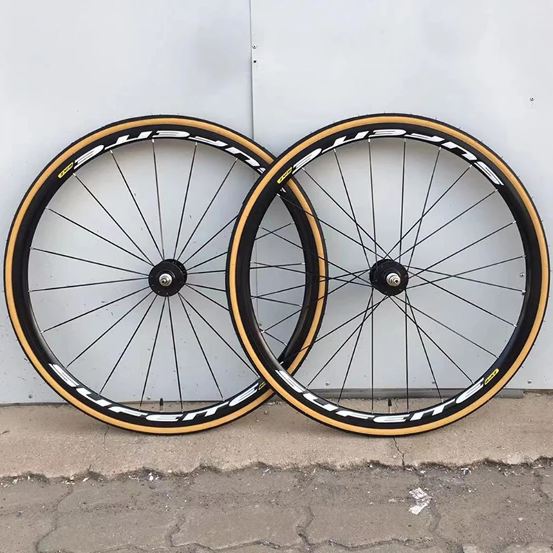 SUFEITE Flat Spoke Broken Wind Fixie Wheelset 700C Single Speed Racing Wheel 30mm Rim Front 20H ,Rear 24Hole With Brake Edge