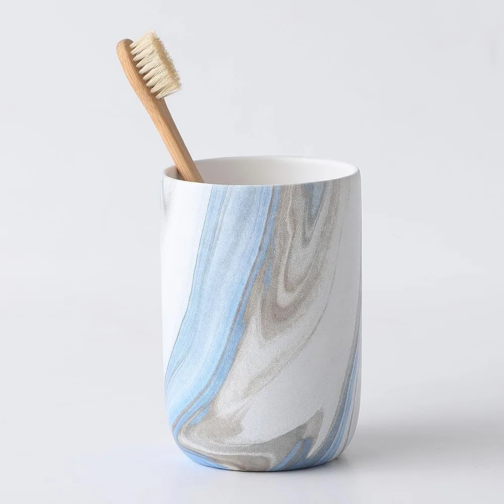 

1 Cup Ceramic Toothbrush Toothpaste Holders, White Bathroom Tumbler Cups Reusable Toothbrush Mouthwash Cup, Bathroom Counter Org