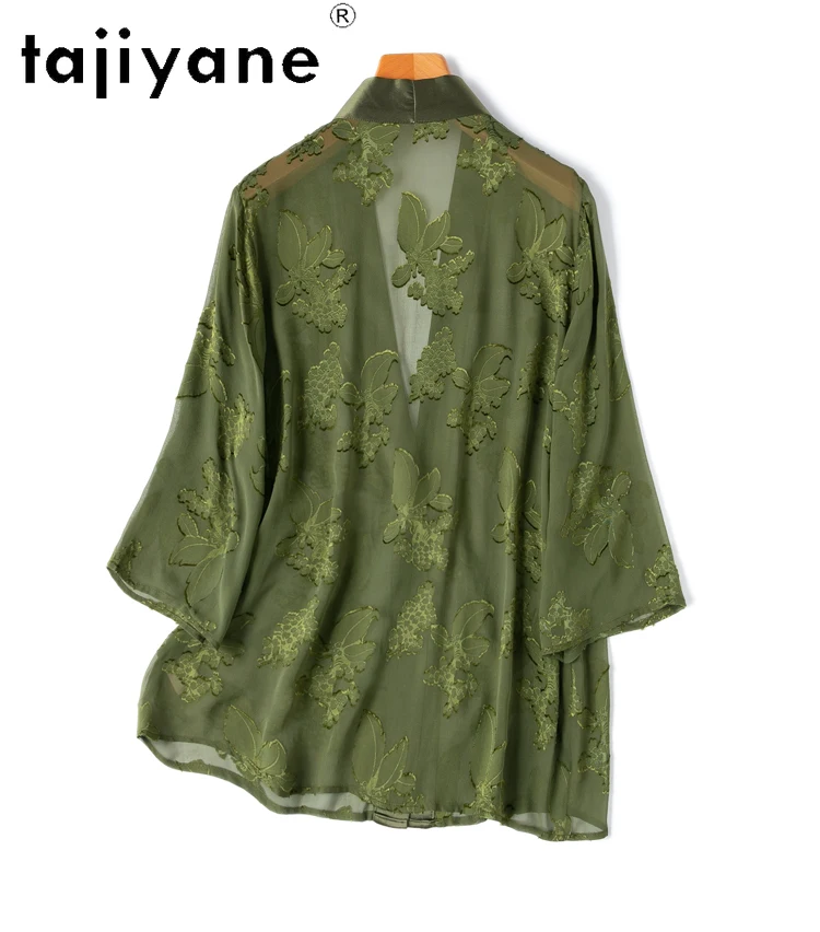 TAJIYANE 100% Mulberry Silk Women Shirts Tops Casuales Women Clothing Long Sleeve Top Summer Loose Fit Womens Топ Женский 2024