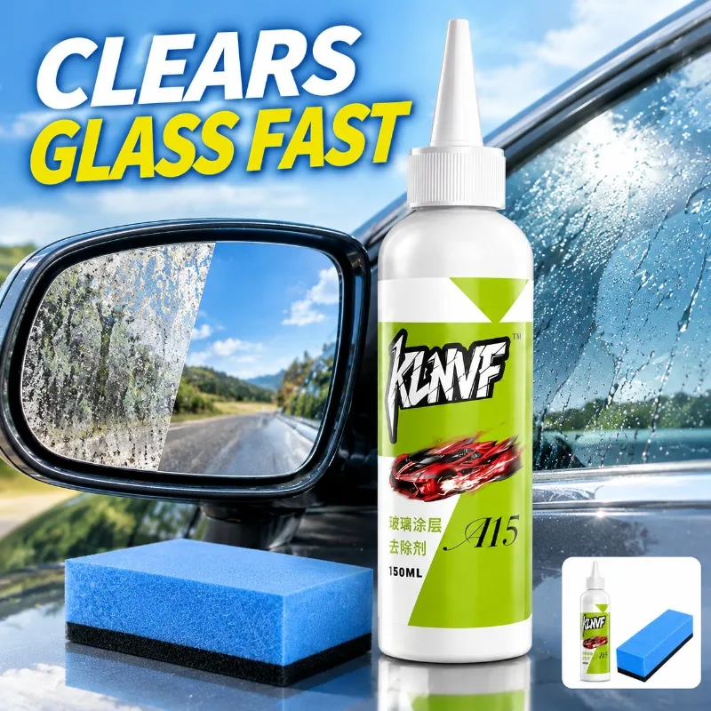 Glass Coating Remover Polishing Agent, for Car Windows Rearview Mirrors, Remove Oil Film Water Spots Stubborn Stains Auto Glass