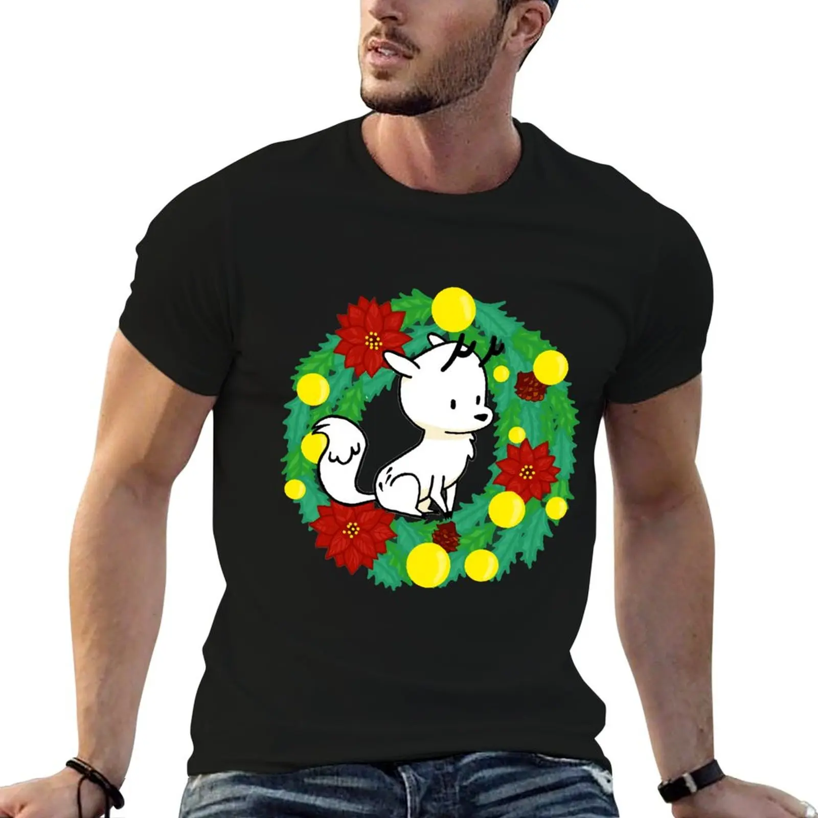 Twig Christmas Wreath T-Shirt plus size tops vintage t shirts shirts graphic tee men