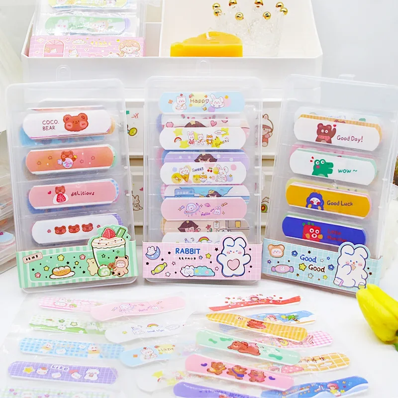 80pcs/box Cartoon Band Aid Waterproof  Adhesive Bandages Cute First Aid Foot Heel Stickers Wound Dressing Tape Plasters
