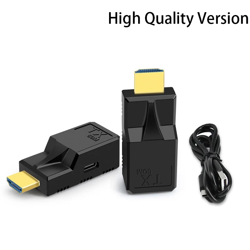 

High Quality 60M Cat6 Ethernet Cable Extender 1080P HDMI To RJ45 Repeater Converter Audio Video Transmitter and Receiver F PC TV