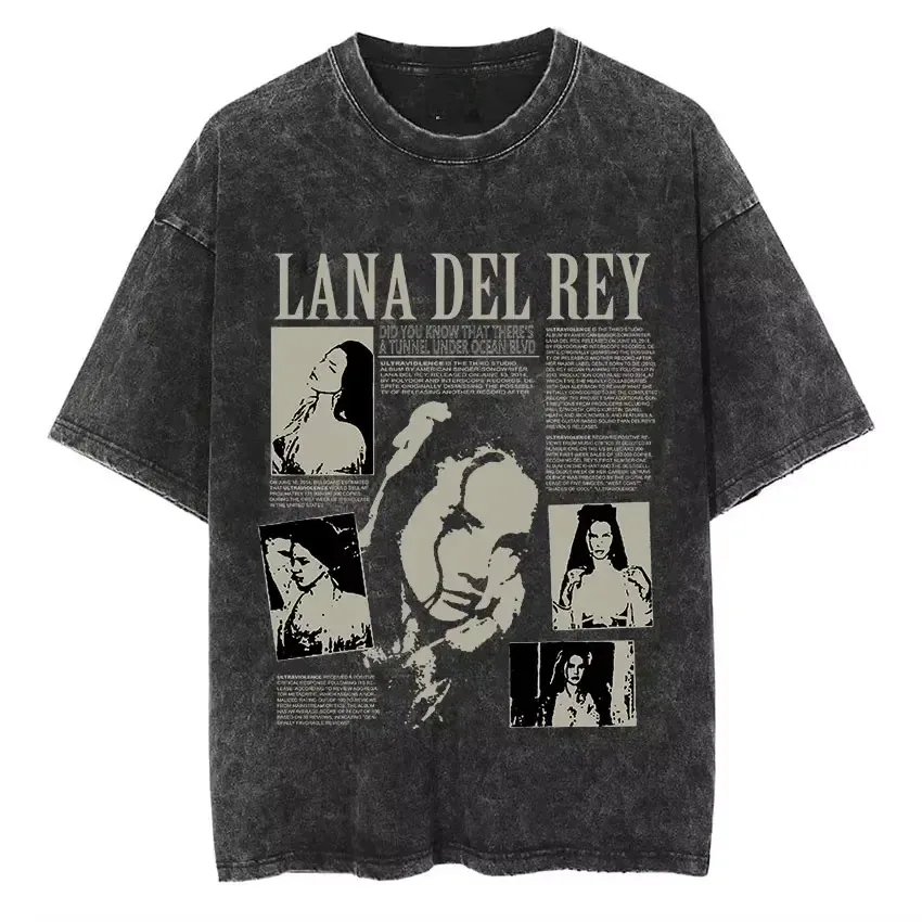 Lana Del Rey Ldr Vintage lavage graphique imprimé T-Shirt Style rétro à manches courtes T-Shirt hommes femmes Hip Hop surdimensionné t-shirts Streetwear