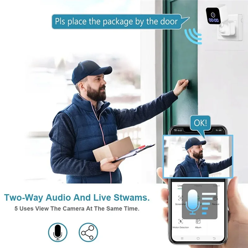 

Clock Monitoring Camera 1080P Mini Wifi Surveillance Cam With Night Vision And Sound Detection Way Audio Siren