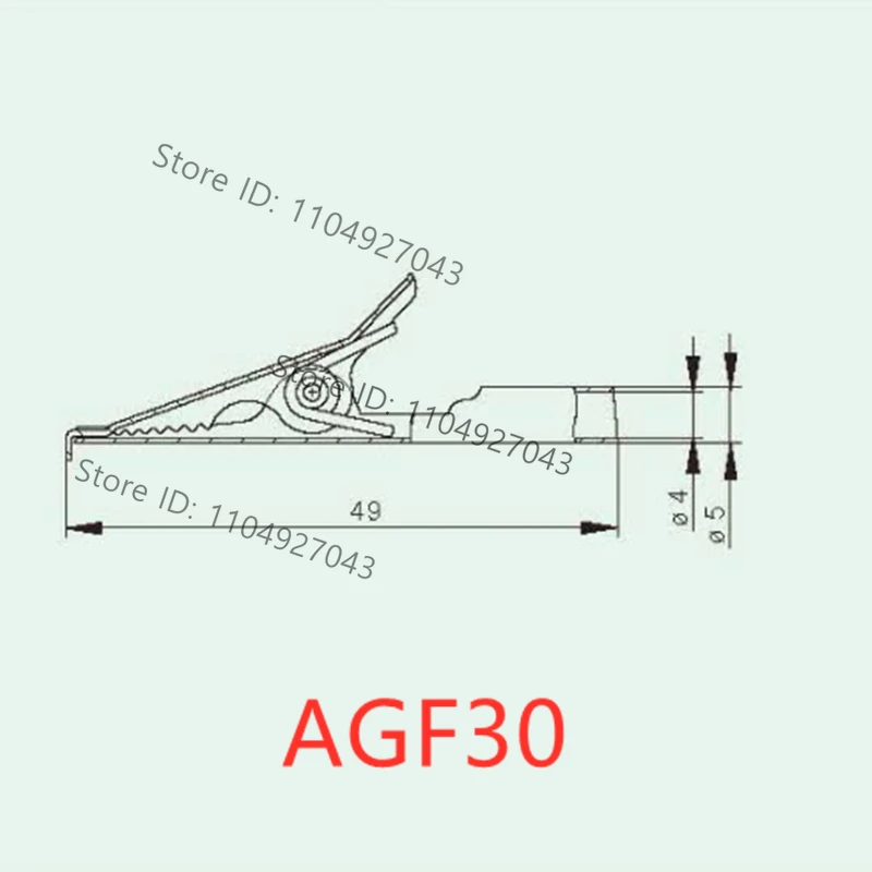 5pcs AGF30 Stainless Steel Canine Crocodile Clip 4mm Jack Crimp Connection 930122000