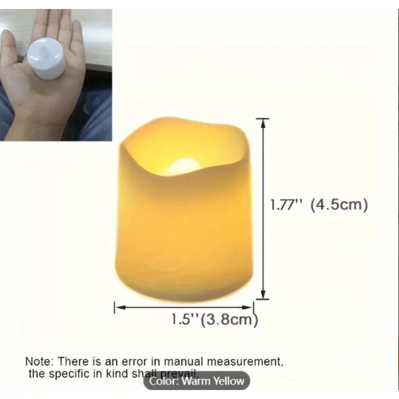 Confezione da 24 luci da tè a LED senza fiamma, alimentate a batteria, PP lucido, bianco caldo, adatte per la casa, Natale, Halloween, Pasqua, Ramadan