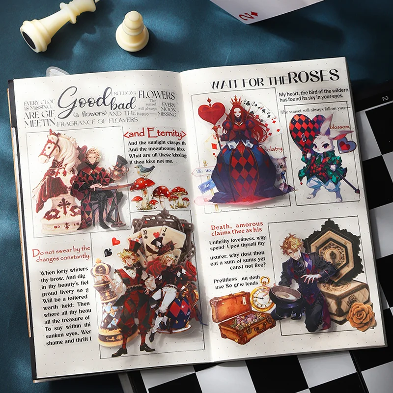 Mr.Paper 15pcs Dreams Vintage Fairy Tale Themed Playing Cards Rabbit Queen Stickers Decorative Labels Diary Album Hand Made
